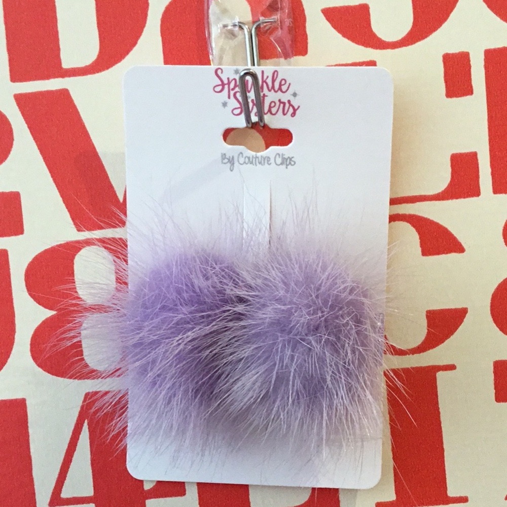 Sparkle Sisters Mink Pom Pom Hair Clip, NWT